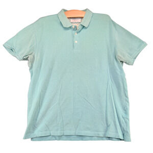 Denim & Flower Ricky Singh Men's Polo Shirt Blue Medium Short Sleeve Hi-Low Hem